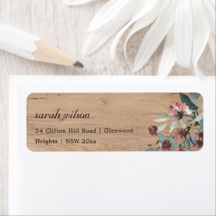 Rustic Wooden Wilde Roze Eucalyptus Floral Adres Etiket