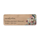 Rustic Wooden Wilde Roze Eucalyptus Floral Adres Etiket (Voorkant)