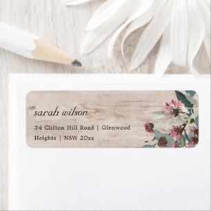 Rustic Wooden Wilde Roze Eucalyptus Floral Adres Etiket