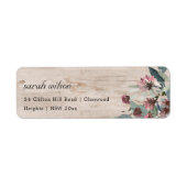 Rustic Wooden Wilde Roze Eucalyptus Floral Adres Etiket (Voorkant)