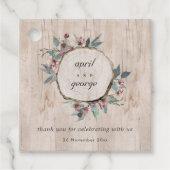 Rustic Wooden Wilde Roze Eucalyptus Floral Wedding Bedankjes Labels (Voorkant)