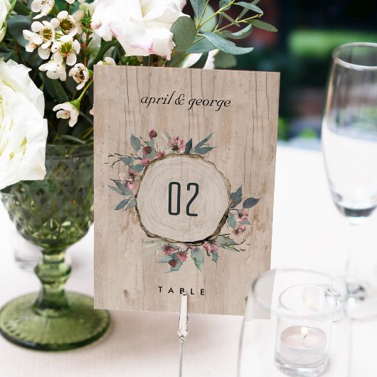 Rustic Wooden Wilde Roze Eucalyptus Floral Wedding Kaart
