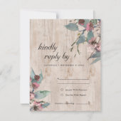 Rustic Wooden Wilde Roze Eucalyptus Floral Wedding RSVP Kaartje (Voorkant)