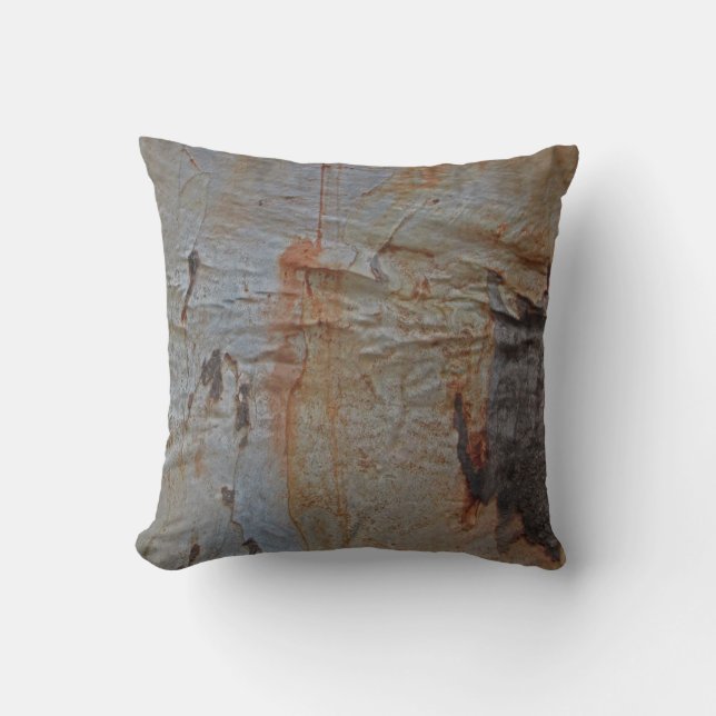 Rustic Woodgrain Bark Foto Brown Natuur Kussen (Voorkant)