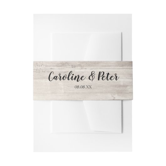 Rustic Woodgrain Barn Wood Invitation Belly Band Uitnodigingen Wikkel (Voorkant Voorbeeld)