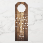Rustic Woodgrain Farmhouse Custom Wedding Flessenhanger (Voorkant)