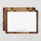 Rustic Woodgrain Farmhouse Personalized Stationery Notitiekaartje (Voorkant / Achterkant)