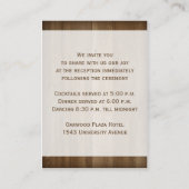 Rustic Woodgrain Floral Lace Hearts Enclosure Kaar Informatiekaartje (Achterkant)