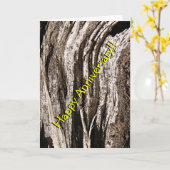 Rustic Woodgrain Jubileum Kaart (Gele Bloem)