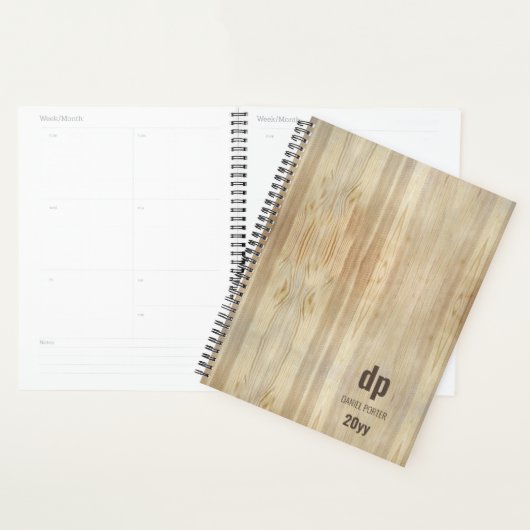 Rustic Woodgrain Monogrammed Planner (Display)