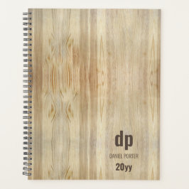 Rustic Woodgrain Monogrammed Planner