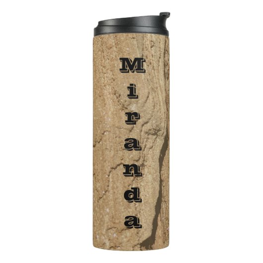 Rustic Woodgrain Pattern Foto Brown Natuur Thermosbeker (Gedraaid links)