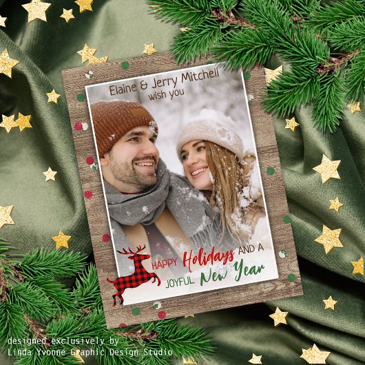 Rustic Woodgrain Pattern Seasonal Greeting Briefkaart