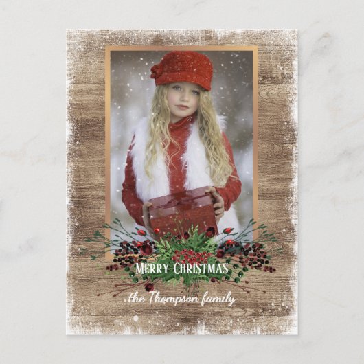 Rustic Woodgrain Pattern Seasonal Greeting Briefkaart (Voorkant)