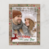 Rustic Woodgrain Pattern Seasonal Greeting Briefkaart (Voorkant)