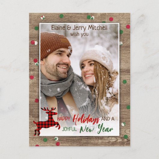 Rustic Woodgrain Pattern Seasonal Greeting Briefkaart (Voorkant)