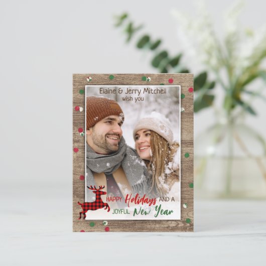 Rustic Woodgrain Pattern Seasonal Greeting Briefkaart (Staand voorkant)