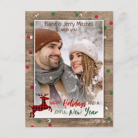 Rustic Woodgrain Pattern Seasonal Greeting Briefkaart (Voorkant)