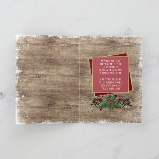 Rustic Woodgrain Pattern Seasonal Greeting Feestdagen Kaart (Binnen)