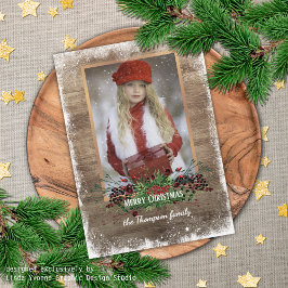 Rustic Woodgrain Pattern Seasonal Greeting Feestdagen Kaart