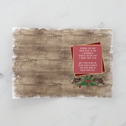 Rustic Woodgrain Pattern Seasonal Greeting Feestdagen Kaart (Binnen)