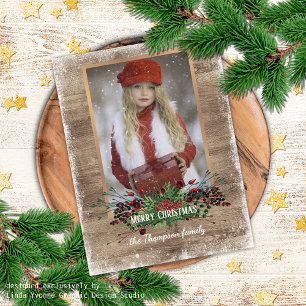 Rustic Woodgrain Pattern Seasonal Greeting Feestdagenkaart