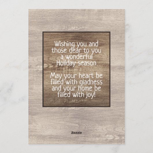 Rustic Woodgrain Pattern Seasonal Greeting Feestdagenkaart (Achterkant)