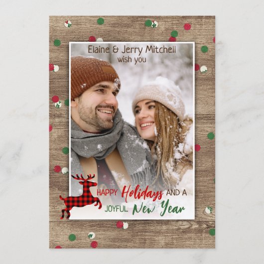 Rustic Woodgrain Pattern Seasonal Greeting Feestdagenkaart (Voorkant)