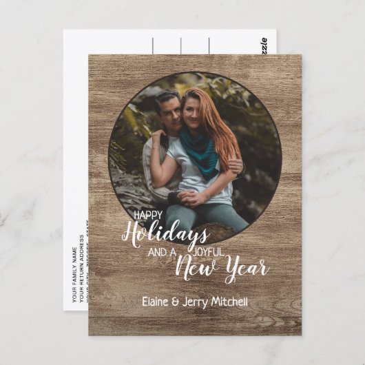 Rustic Woodgrain Pattern Seizoensgebonden feestdag Briefkaart (Voorkant / Achterkant)