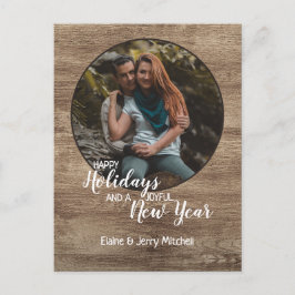 Rustic Woodgrain Pattern Seizoensgebonden feestdag Briefkaart