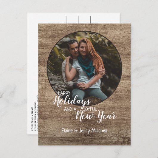 Rustic Woodgrain Pattern Seizoensgebonden feestdag Briefkaart (Voorkant / Achterkant)