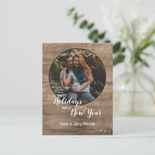 Rustic Woodgrain Pattern Seizoensgebonden feestdag Briefkaart (Staand voorkant)