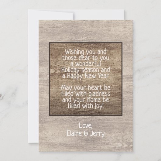 Rustic Woodgrain Pattern Seizoensgebonden feestdag Feestdagenkaart (Achterkant)