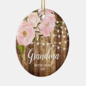Rustic Woodgrain & Roze Floral New Grandma Nonna Keramisch Ornament (Rechts)