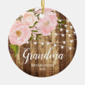 Rustic Woodgrain & Roze Floral New Grandma Nonna Keramisch Ornament (Voorkant)