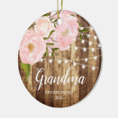 Rustic Woodgrain & Roze Floral New Grandma Nonna Keramisch Ornament (Links)