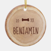 Rustic Woodgrain Slice Gepersonaliseerde foto van  Keramisch Ornament (Voorkant)
