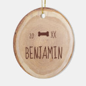 Rustic Woodgrain Slice Gepersonaliseerde foto van  Keramisch Ornament (Links)