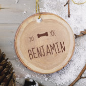 Rustic Woodgrain Slice Gepersonaliseerde foto van  Keramisch Ornament