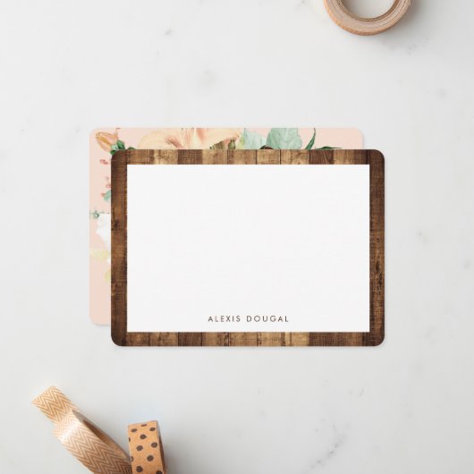 Rustic Woodgrain Specialized Stationery Notitiekaartje (Voorkant / Achterkant in situ)