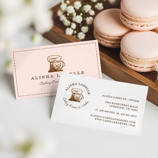 Rustic Woodgrain Style Bakery Stand Mixer Logo Visitekaartje