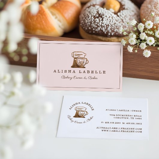 Rustic Woodgrain Style Bakery Stand Mixer Logo Visitekaartje