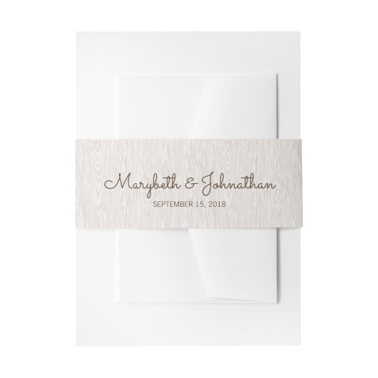 Rustic Woodgrain Wedding Invitation Belly Band Uitnodigingen Wikkel (Voorkant Voorbeeld)