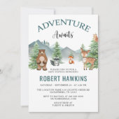 Rustic Woodland Adventure Awaits Baby shower Kaart (Voorkant)