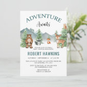 Rustic Woodland Adventure Awaits Baby shower Kaart (Staand voorkant)