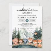 Rustic Woodland Adventure Awaits Baby shower Kaart (Voorkant)