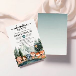 Rustic Woodland Adventure Awaits Baby shower Kaart