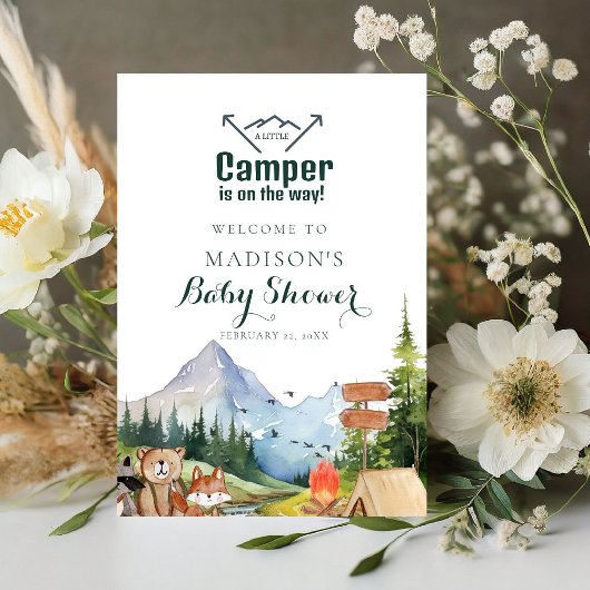 Rustic Woodland Adventure Baby shower Welkomstbord Reclamebord Met Voetstuk