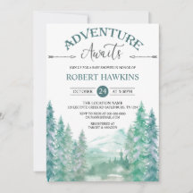 Rustic Woodland Adventure wacht Baby shower Uitnod