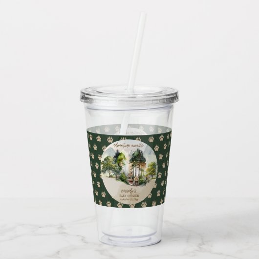 Rustic Woodland Adventure wacht op Boy Baby shower Acryl Drinkbeker (Achterkant)